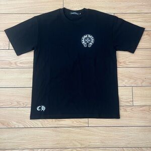Chrome Hearts Black Short-Sleeve Logo Tee with White Accents
